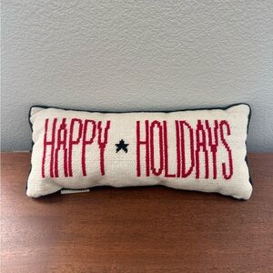 Pottery Barn Happy Holidays Red and Cream Pillow 16”l x 7”h